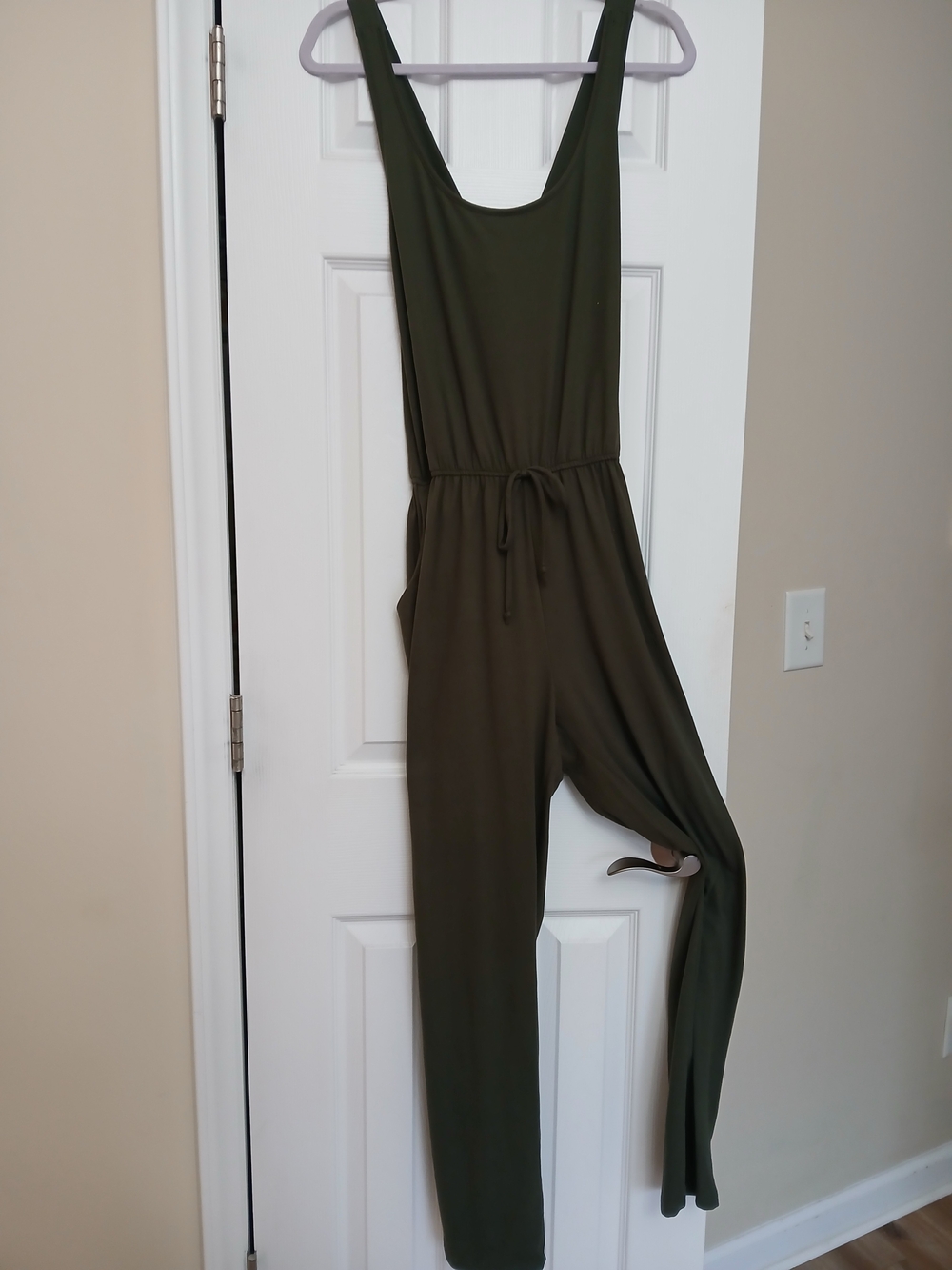 Fashion Nova Olive Green Sleeveless Drawstring Jumpsuit